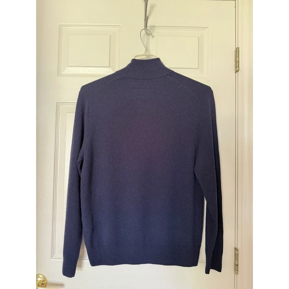 Polo Ralph Lauren Men’s M 100% Wool Quarter Zip Pullover Navy Warm Work Layer